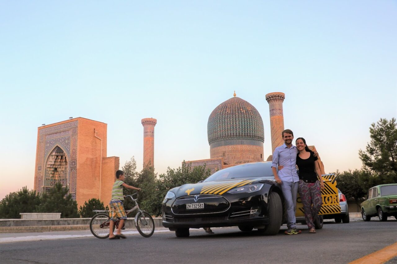 In front of Gur-e-Amir, Timur’s mausoleum in Samarkand, one of the former capitals of the Silk Road