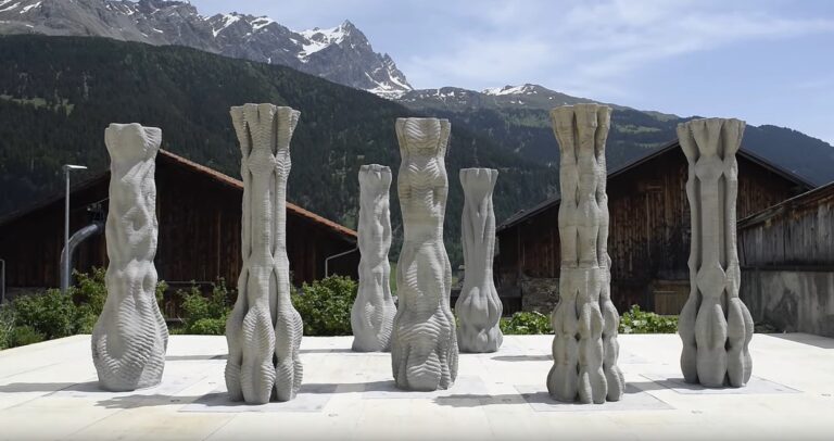 Concrete pillars made by a 3D printed robot