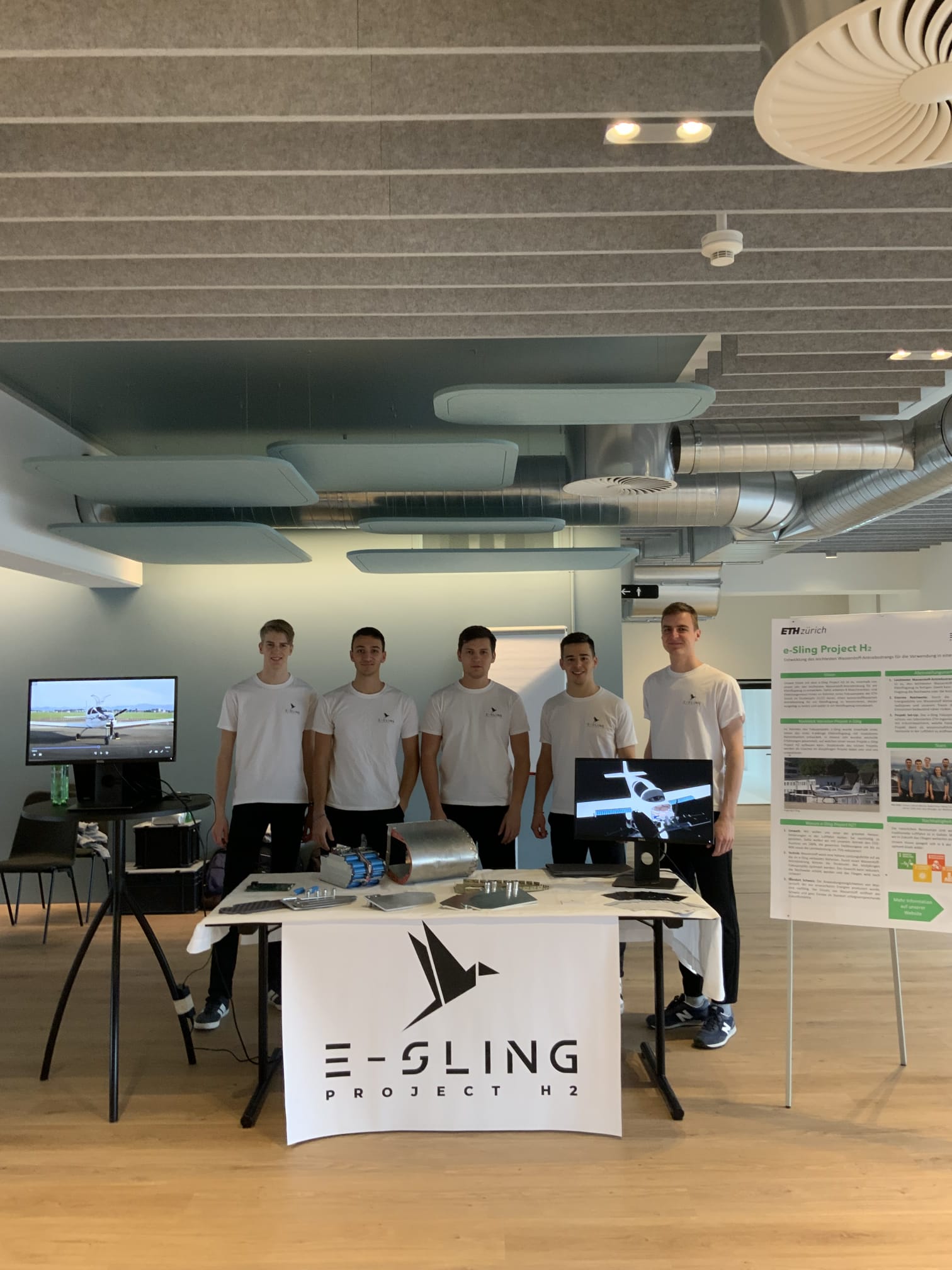 The five e-Sling team members who attended TEDxZurich at their booth