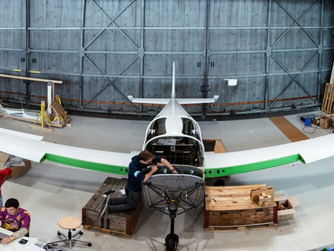 The e-Sling in our hangar at Innovation Park Zurich
